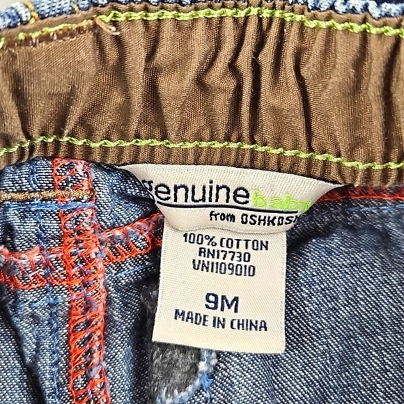 Genuine Baby by Oshkosh Real Denim 4-Pocket Cuffed Jeans 9M - Picture 3 of 6